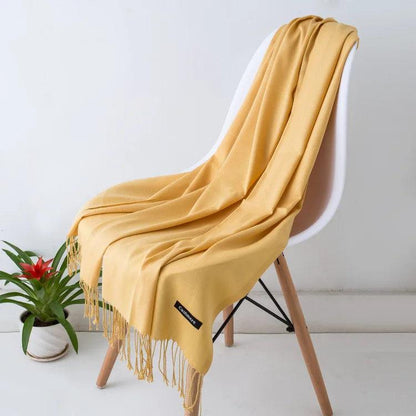 Amélie – Luxe Kasjmier Dames Sjaal met Franjedetail