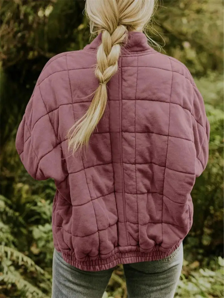 Oversized Dames Quilted Bomberjack met Rits en Zakken