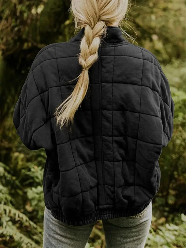Oversized Dames Quilted Bomberjack met Rits en Zakken