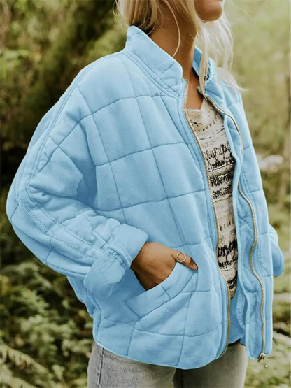 Oversized Dames Quilted Bomberjack met Rits en Zakken