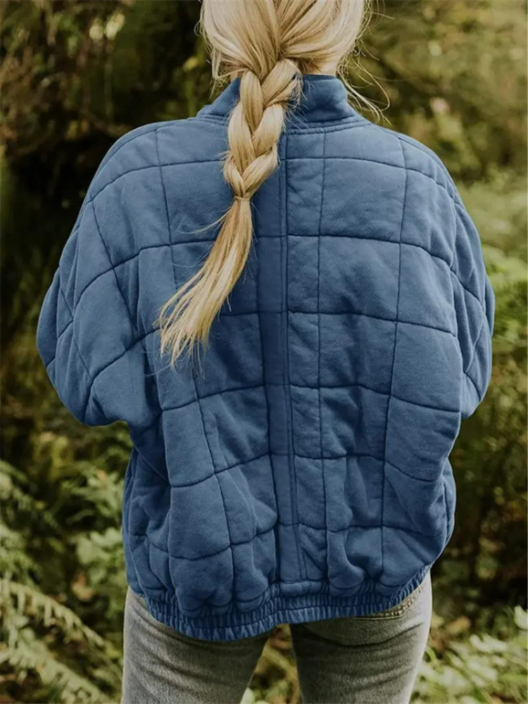Oversized Dames Quilted Bomberjack met Rits en Zakken
