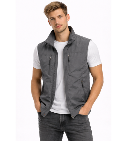 Heren Bodywarmer Met Rits En Opstaande Kraag Outdoor Vest