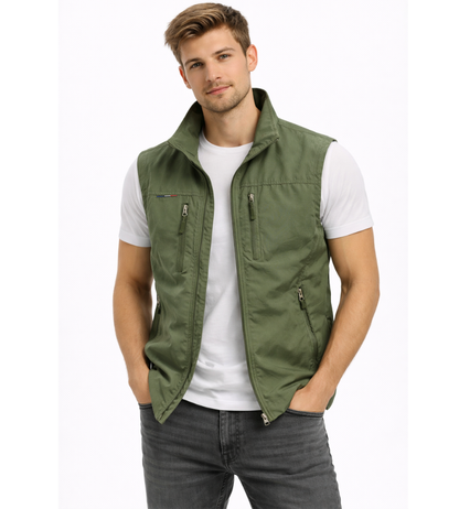 Heren Bodywarmer Met Rits En Opstaande Kraag Outdoor Vest