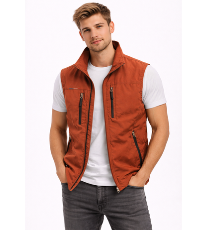 Heren Bodywarmer Met Rits En Opstaande Kraag Outdoor Vest