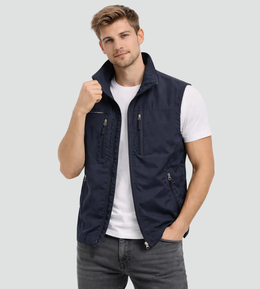 Heren Bodywarmer Met Rits En Opstaande Kraag Outdoor Vest