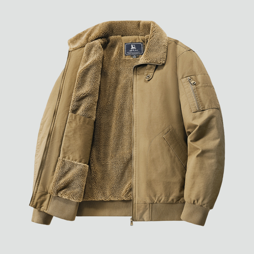 Heren Teddy Fleece Bomberjack met Bontkraag