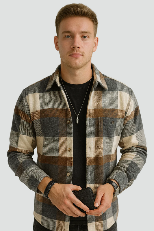 Heren Geruit Overshirt met Lange Mouwen