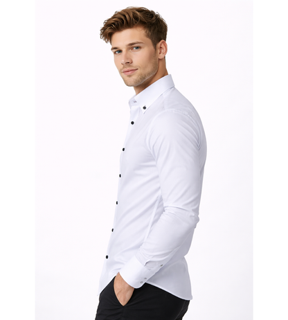 Heren Klassiek Overhemd Met Button-Down Kraag En Getailleerde Pasvorm