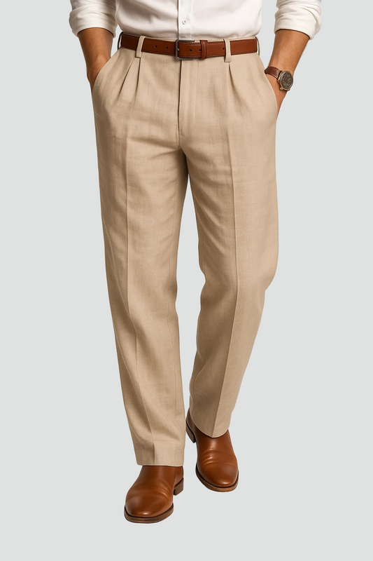 Heren Linnen Broek Met Rechte Pijp En Comfort Fit
