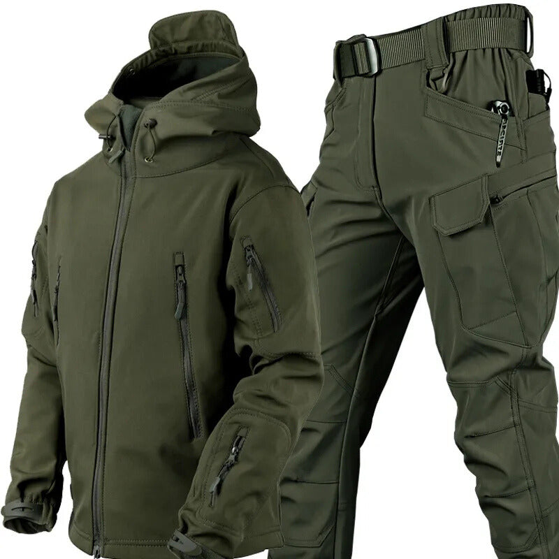 Waterdichte Heren Outdoor Set Met Softshell Jas En Warme Fleece