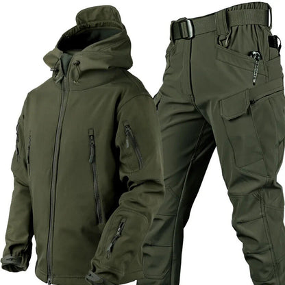 Waterdichte Heren Outdoor Set Met Softshell Jas En Warme Fleece
