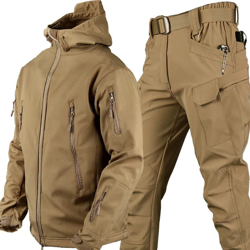 Waterdichte Heren Outdoor Set Met Softshell Jas En Warme Fleece