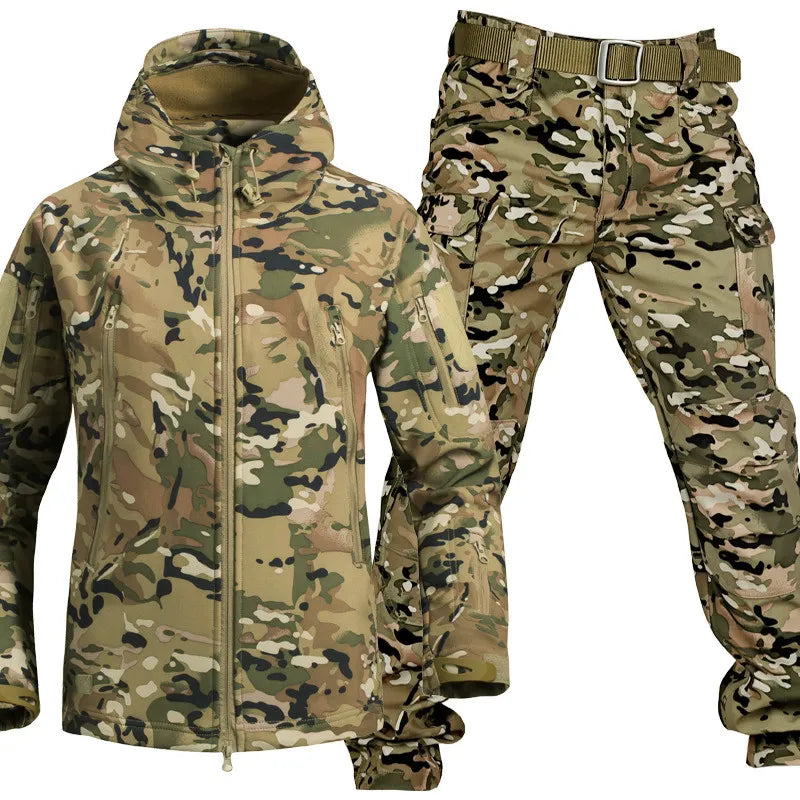 Waterdichte Heren Outdoor Set Met Softshell Jas En Warme Fleece