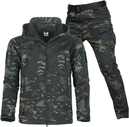 Waterdichte Heren Outdoor Set Met Softshell Jas En Warme Fleece