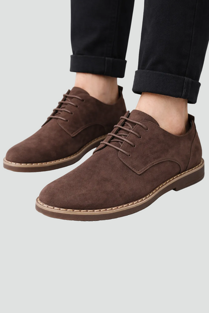 Heren Oxford Schoenen Met Vetersluiting En Suède Look