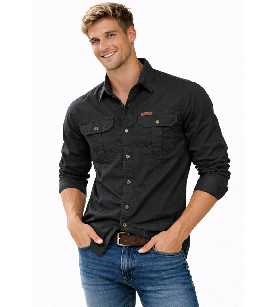 Heren Cargo Overshirt Tactisch Outdoor Overhemd Lange Mouw