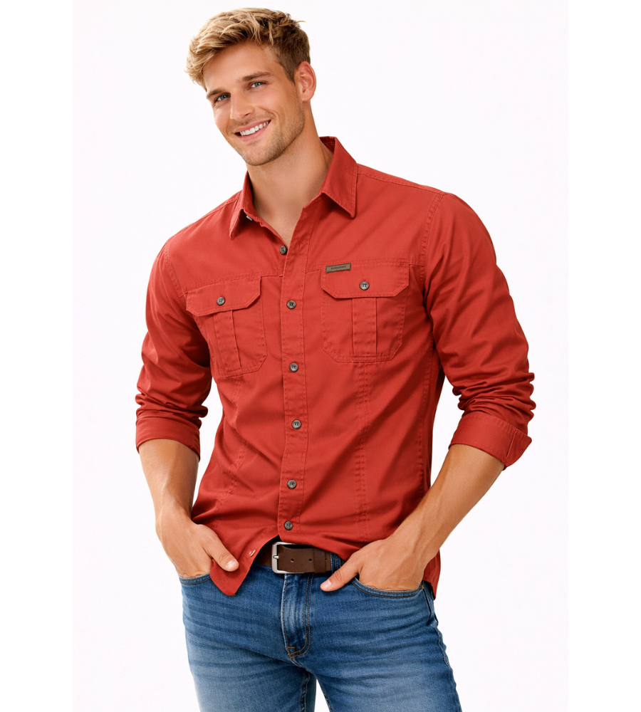 Heren Cargo Overshirt Tactisch Outdoor Overhemd Lange Mouw