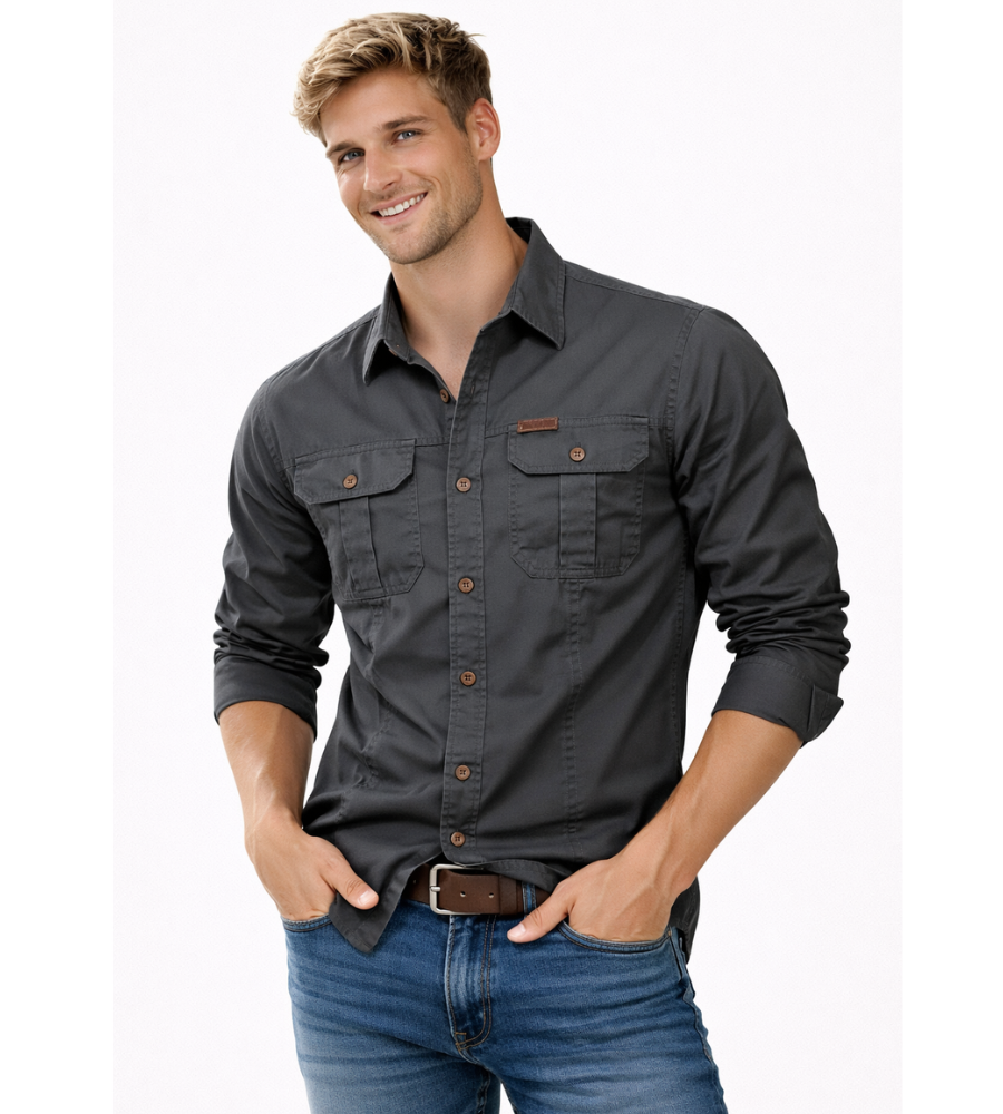 Heren Cargo Overshirt Tactisch Outdoor Overhemd Lange Mouw