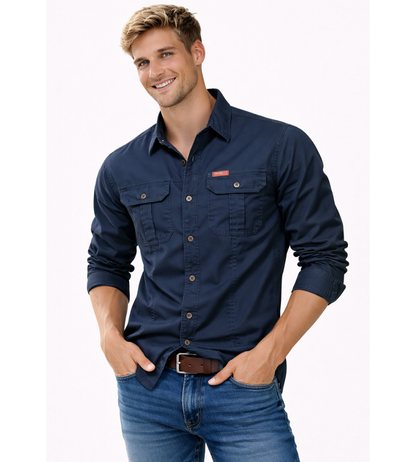 Heren Cargo Overshirt Tactisch Outdoor Overhemd Lange Mouw