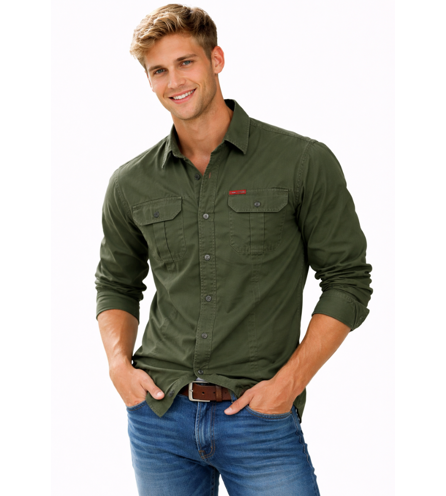 Heren Cargo Overshirt Tactisch Outdoor Overhemd Lange Mouw
