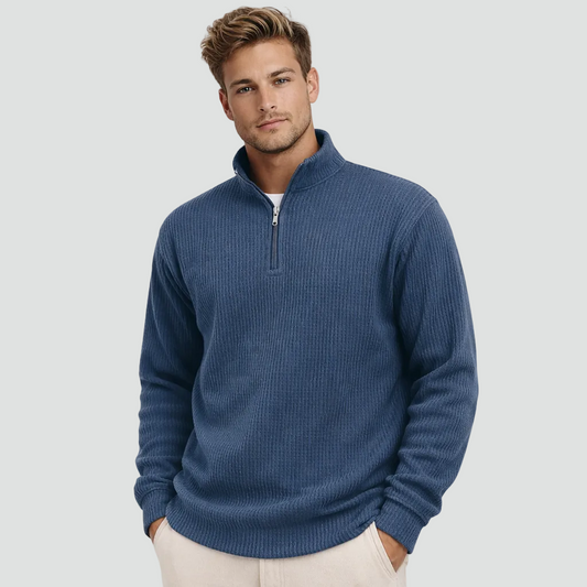 Heren Ziptrui Met Halve Rits En Ribstructuur