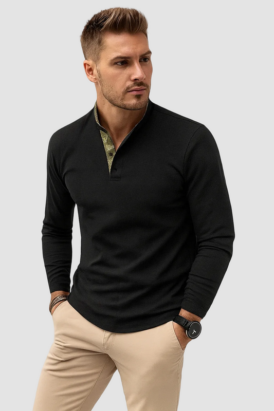 Heren poloshirt met lange mouwen en ademend materiaal