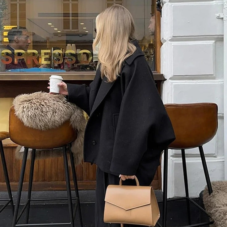 Dames Elegante Oversized Peacoat jas Met Knoopsluiting