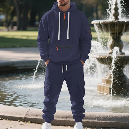 Tweedelige Heren Tracksuit Trainingspak Met Hoodie en Cargo Broek