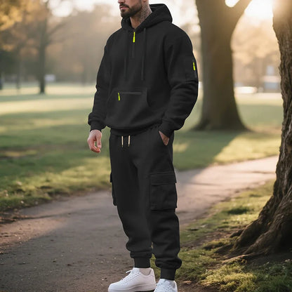 Tweedelige Heren Tracksuit Trainingspak Met Hoodie en Cargo Broek
