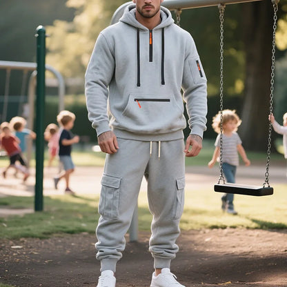 Tweedelige Heren Tracksuit Trainingspak Met Hoodie en Cargo Broek