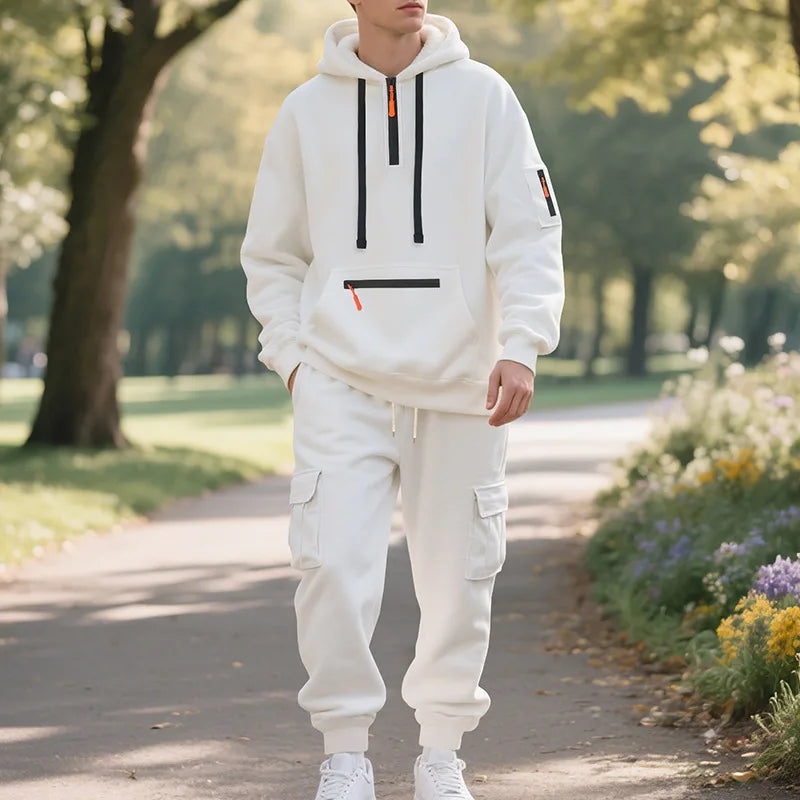Tweedelige Heren Tracksuit Trainingspak Met Hoodie en Cargo Broek