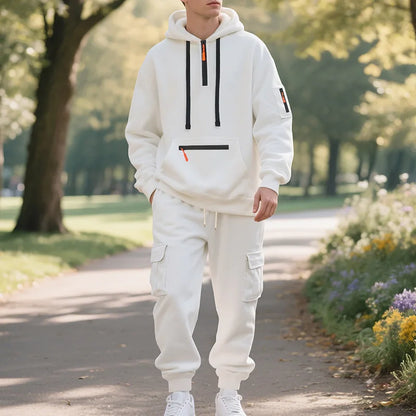 Tweedelige Heren Tracksuit Trainingspak Met Hoodie en Cargo Broek