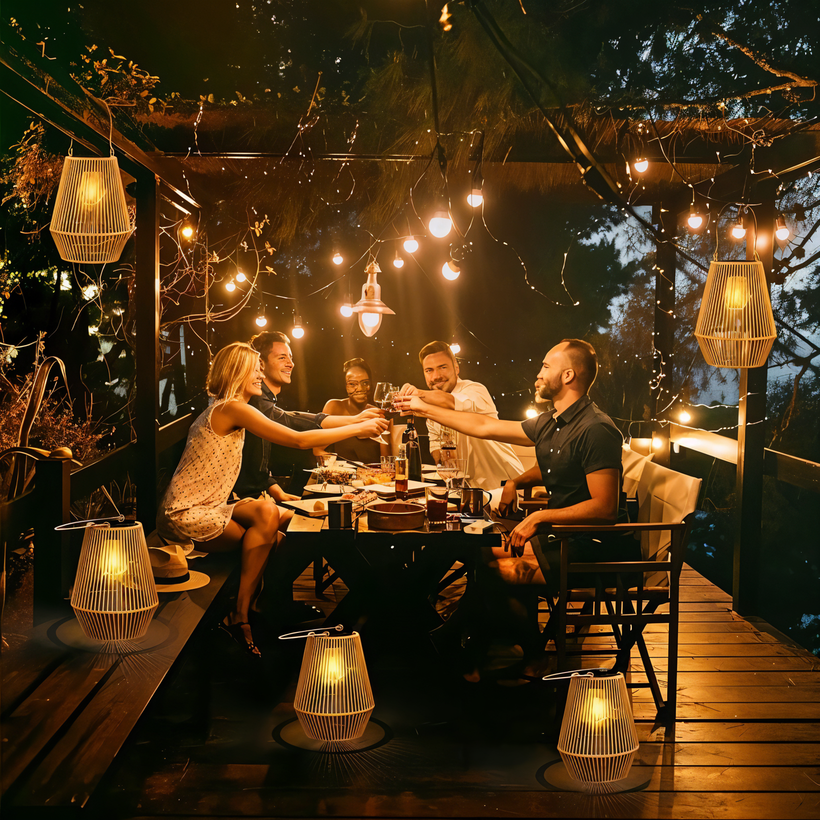 Bamboe Solar Lantaarn Voor Tuin En Terras