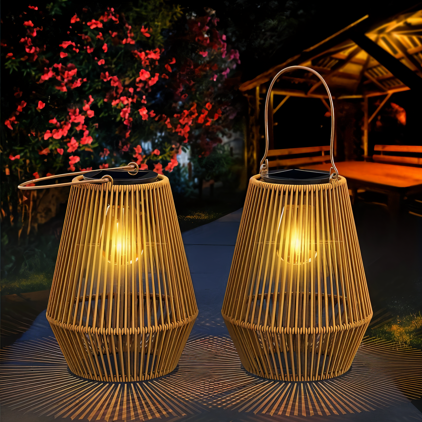 Bamboe Solar Lantaarn Voor Tuin En Terras