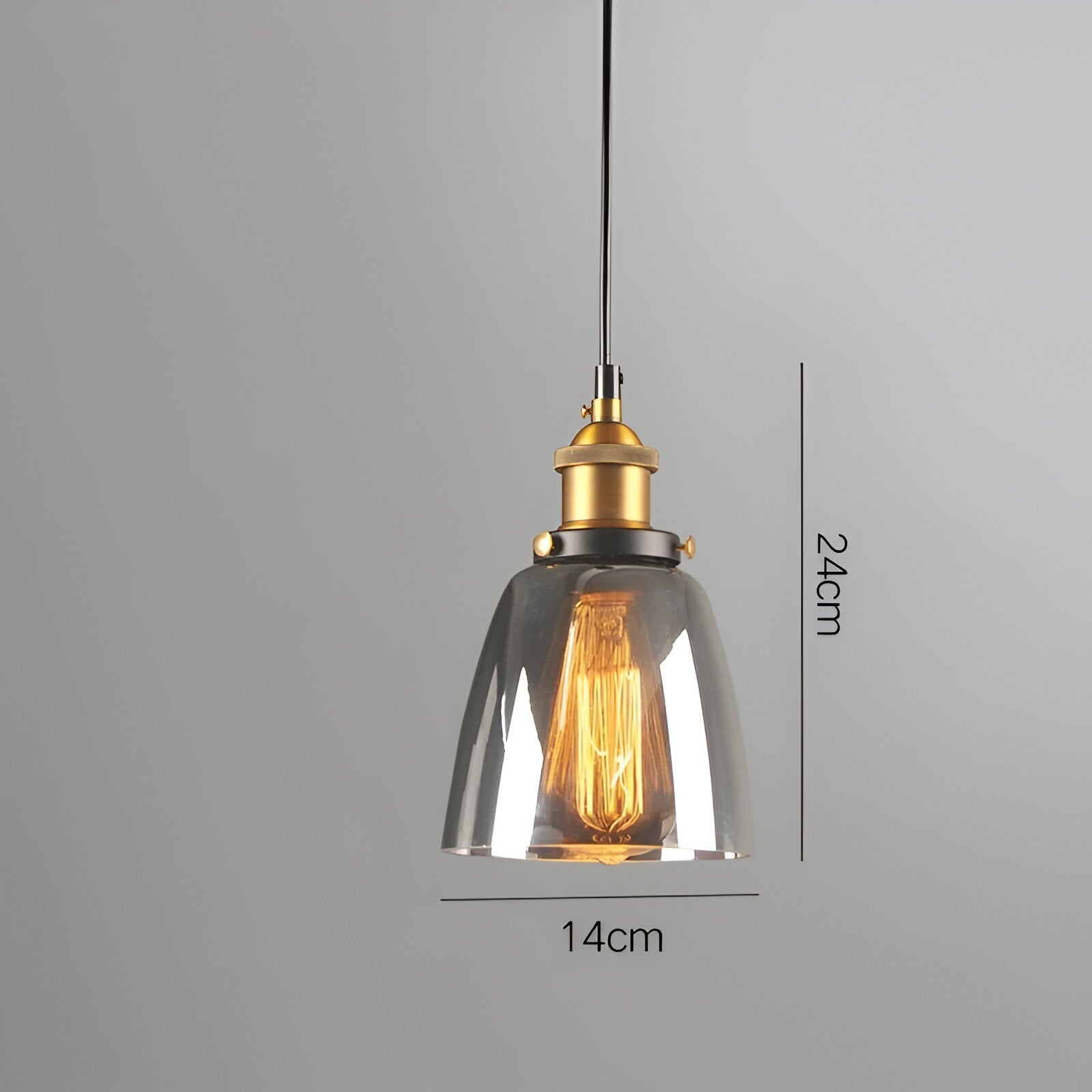 Vintage Hanglamp Van Gerookt Glas