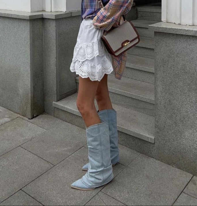 Benthe - Laarzen met denim en stoere uitstraling