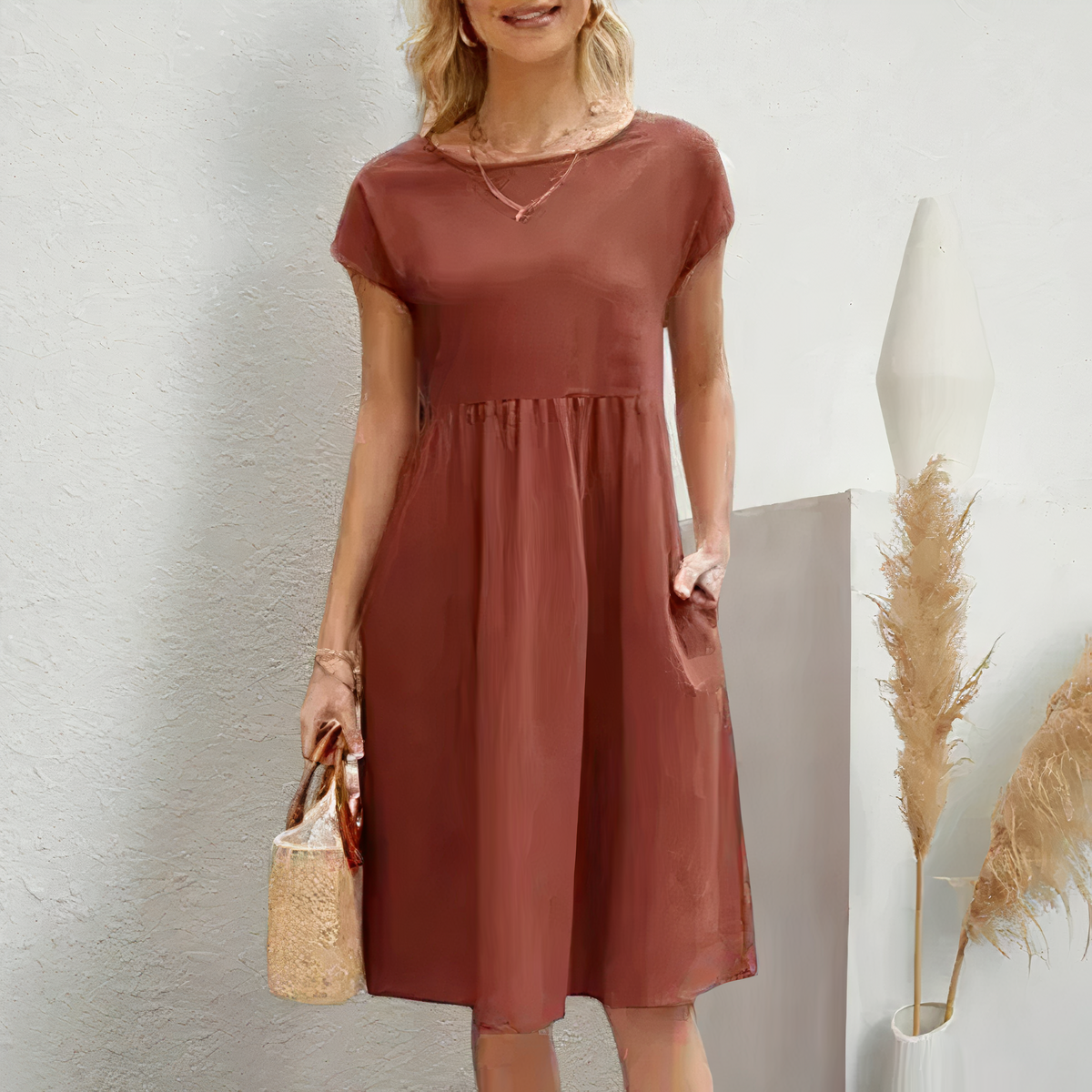 Elin - Midi Zomerjurk met Zakken