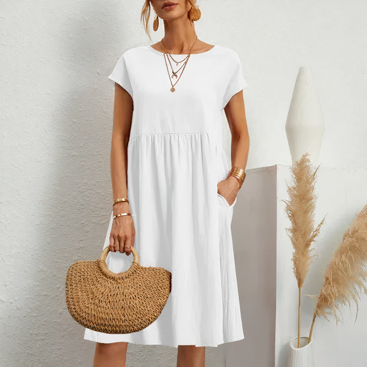Elin - Midi Zomerjurk met Zakken