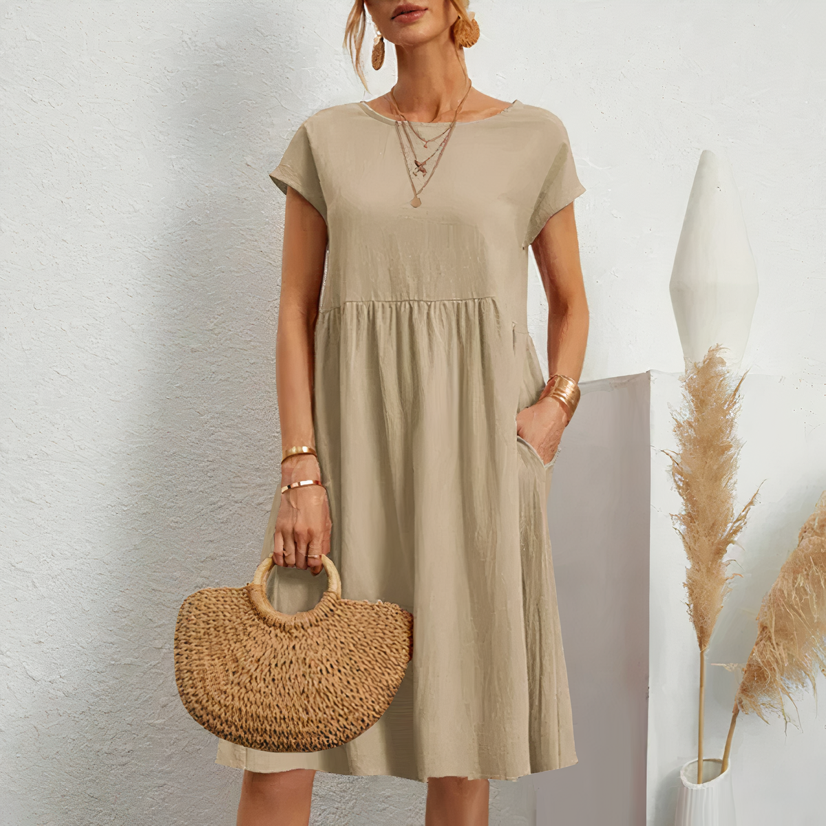 Elin - Midi Zomerjurk met Zakken