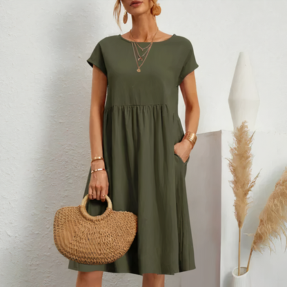 Elin - Midi Zomerjurk met Zakken