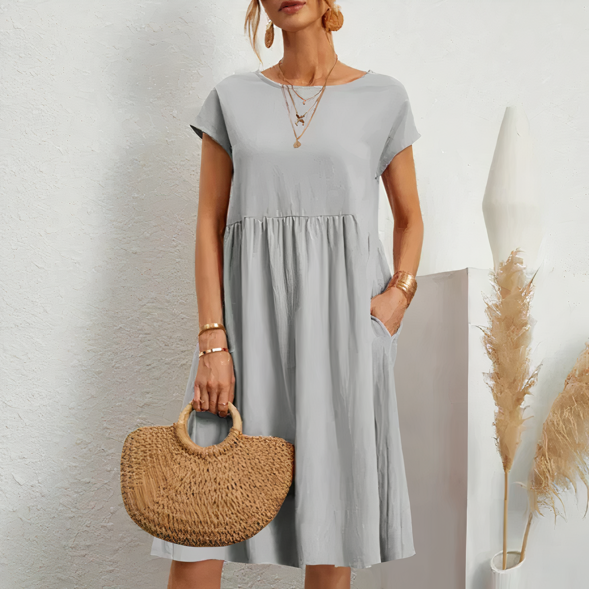 Elin - Midi Zomerjurk met Zakken