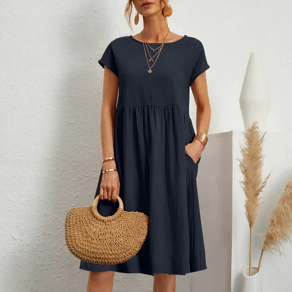 Elin - Midi Zomerjurk met Zakken