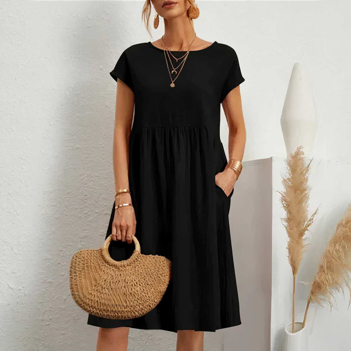 Elin - Midi Zomerjurk met Zakken
