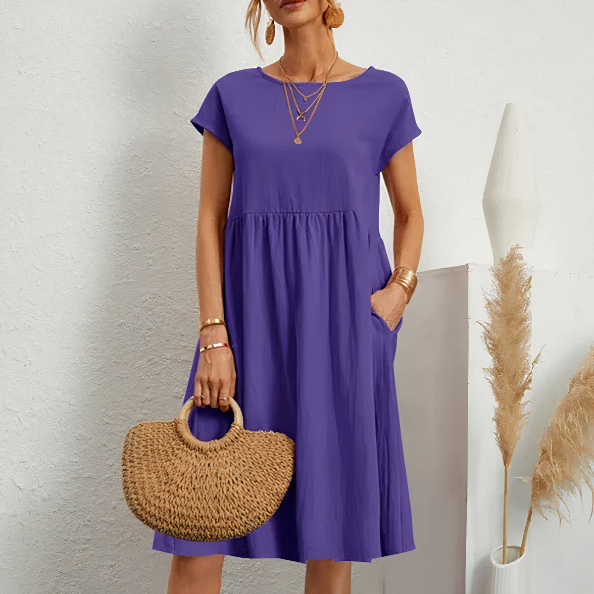 Elin - Midi Zomerjurk met Zakken
