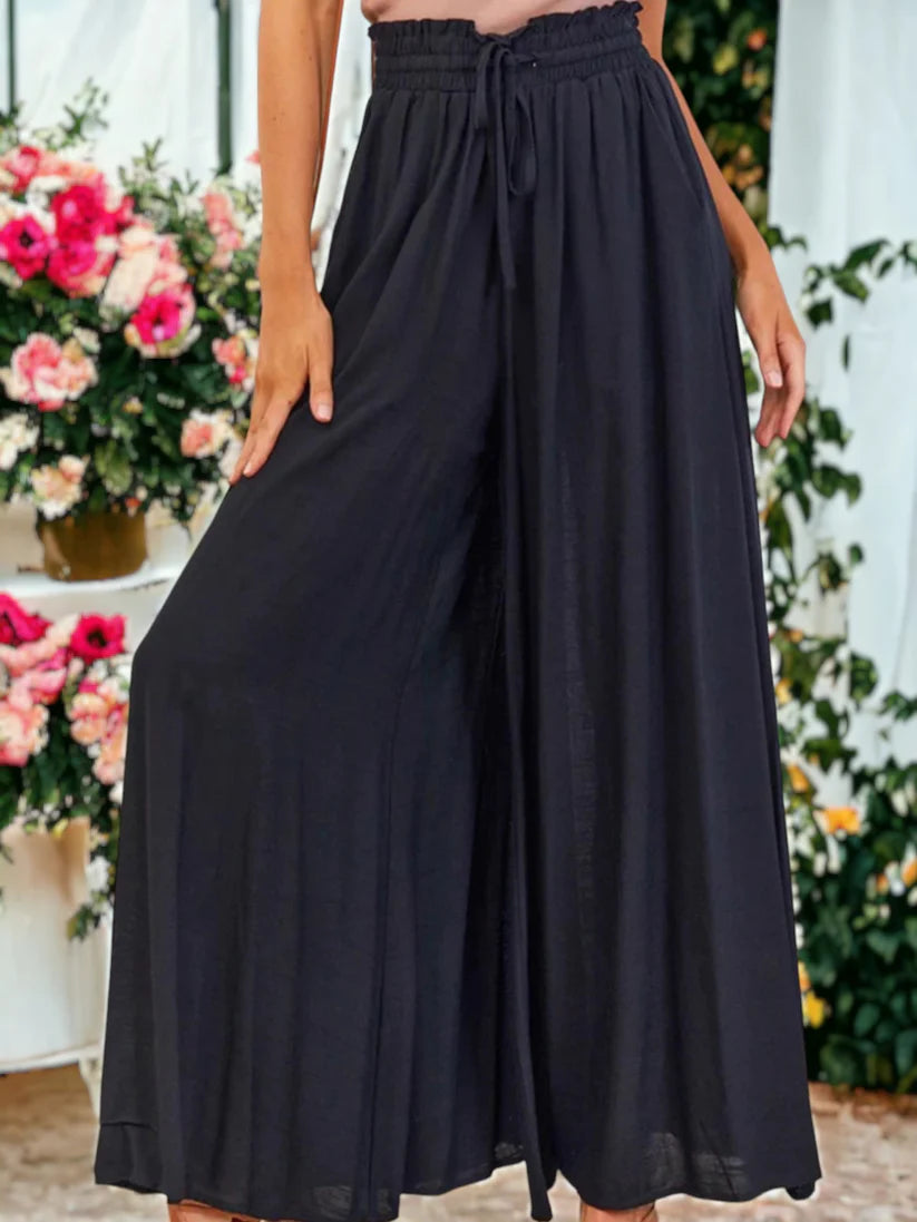 Dames Palazzo Broek Met Hoge Taille En Zakken