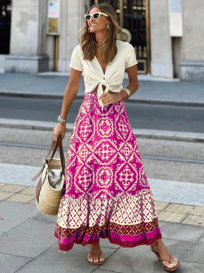 Anna - Boho rok met etnische print en elastische taille