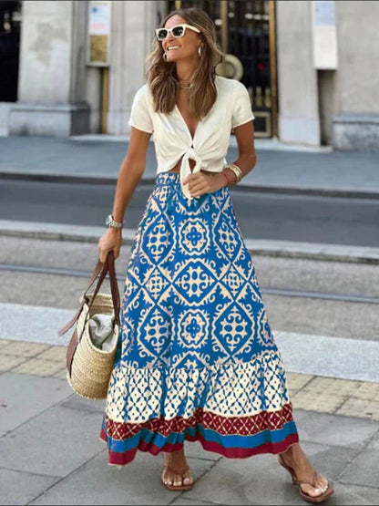 Anna - Boho rok met etnische print en elastische taille
