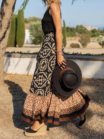 Anna - Boho rok met etnische print en elastische taille