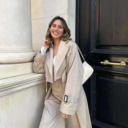 Emory – Cropped Trenchcoat met Tailleband voor Dames