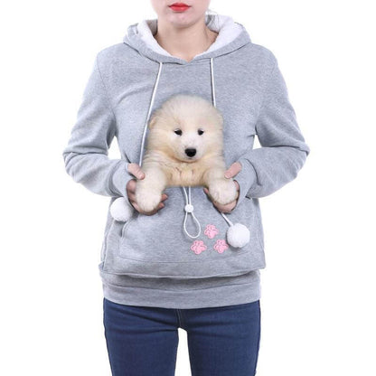 Warme Dames Hoodie met Buidel voor Kat en Hond Fleece Kangoeroe Draagzak